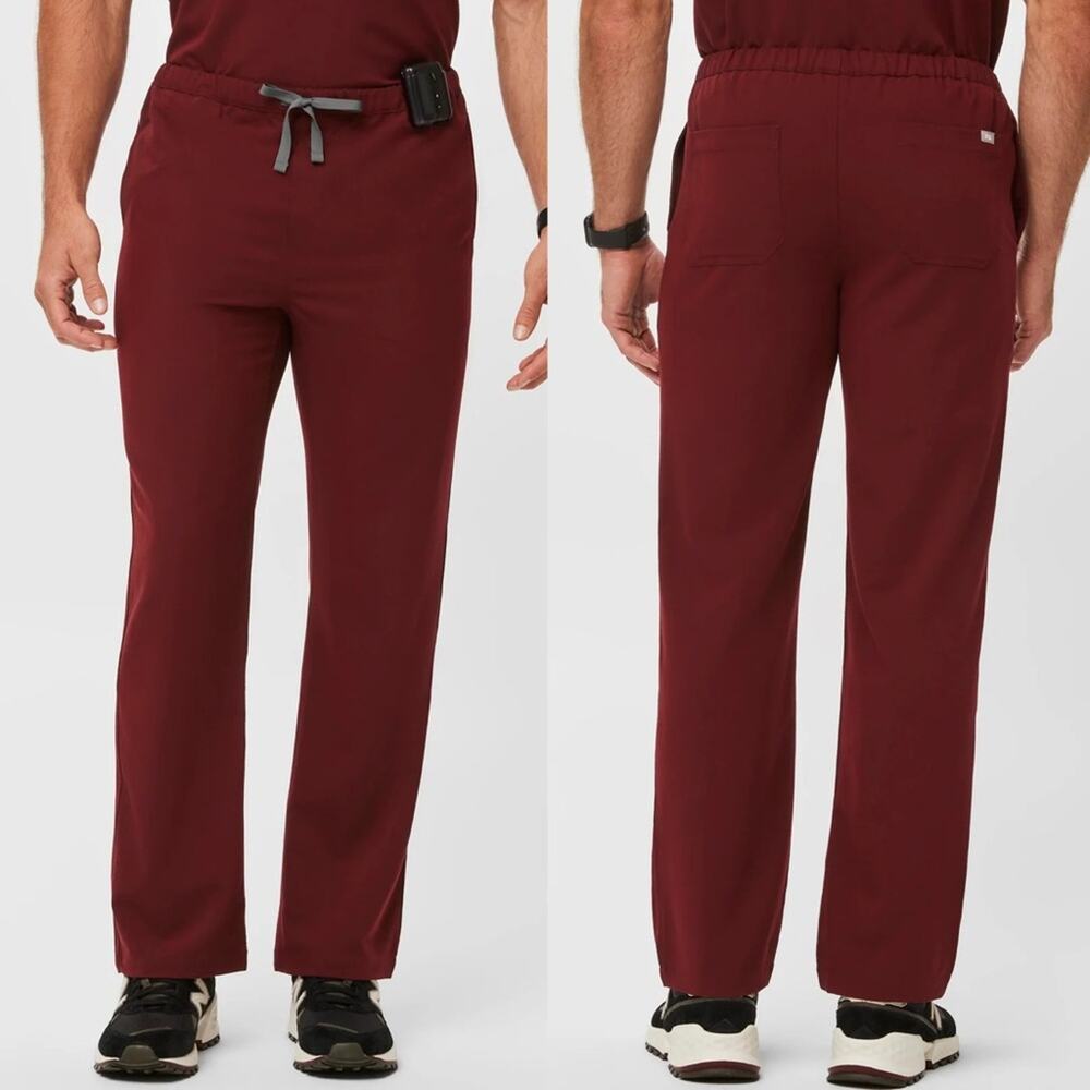 FIGS Men's Pisco Basic Drawstring Scrub Pants In Burgundy Maroon Size‎ XL Doctor